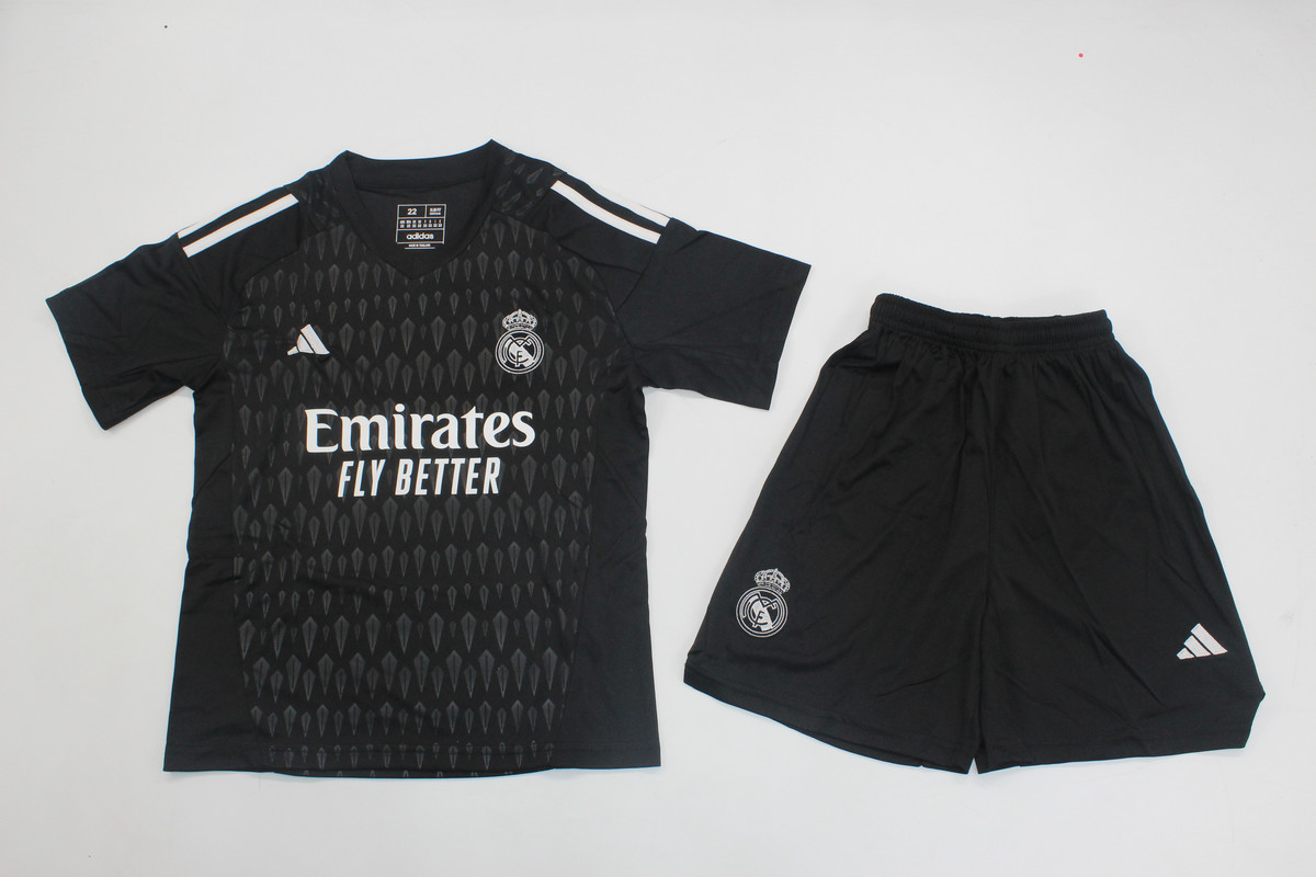 Kids-Real Madrid 23/24 GK Black Soccer Jersey